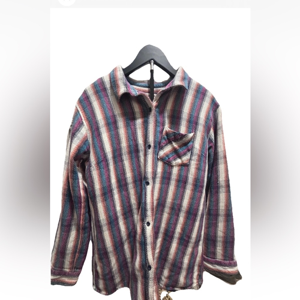 Burton Multicolor Striped Flannel Fleece Lined Jacket
